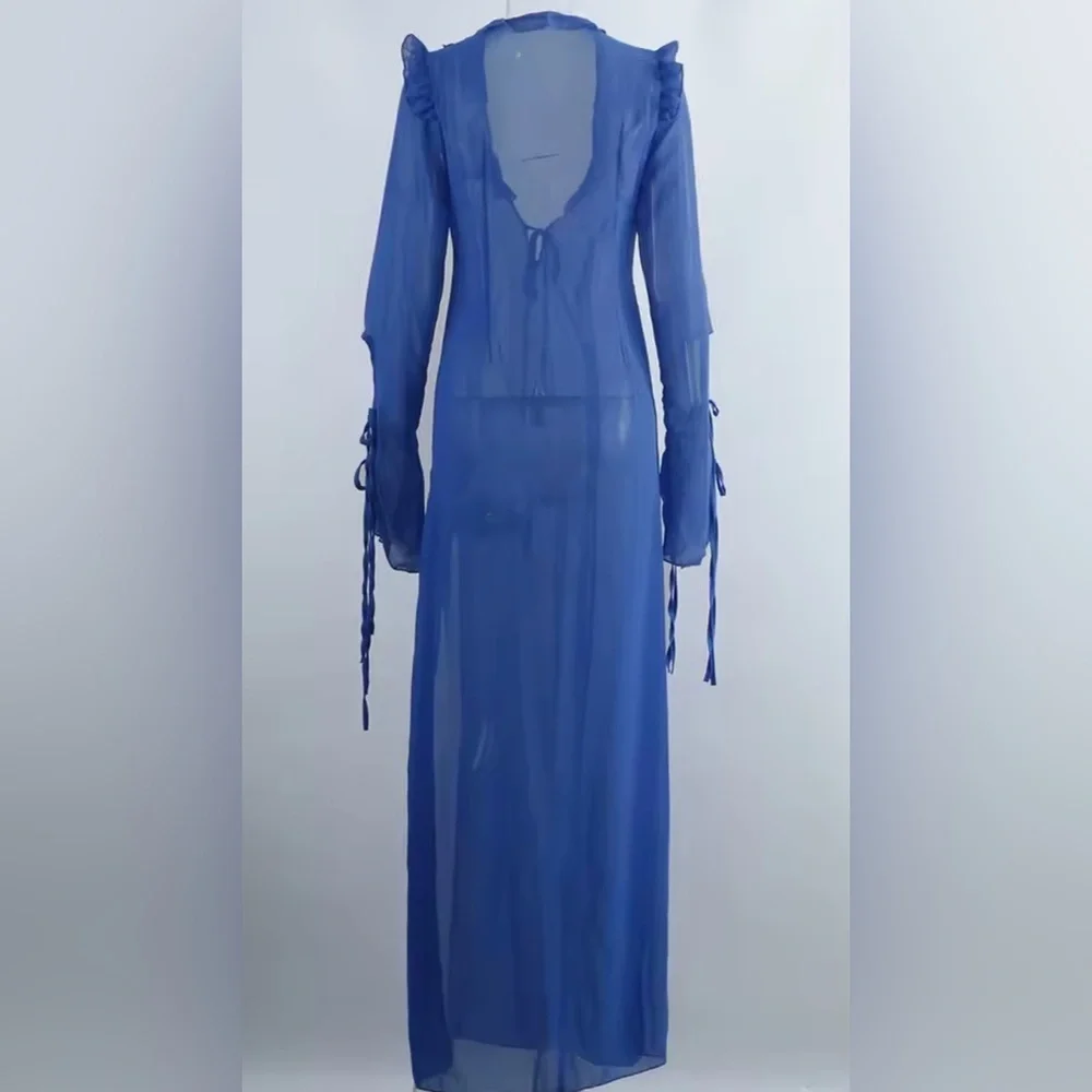 Blue Lagoon Sheer Maxi Swimsuit Coverup Dress - Picture 6 of 10